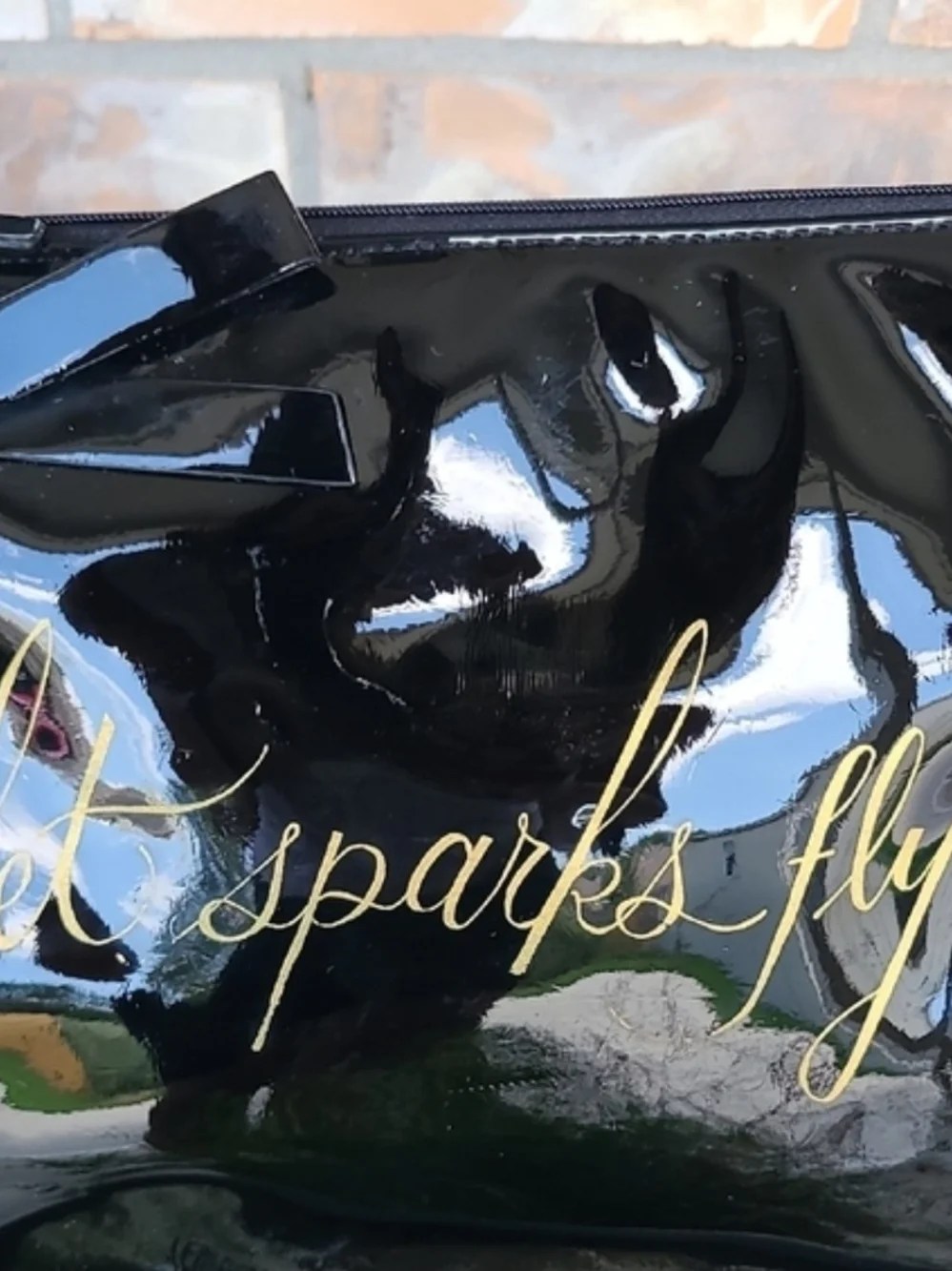 KATE SPADE Let Sparks Fly Black Patent Pouch